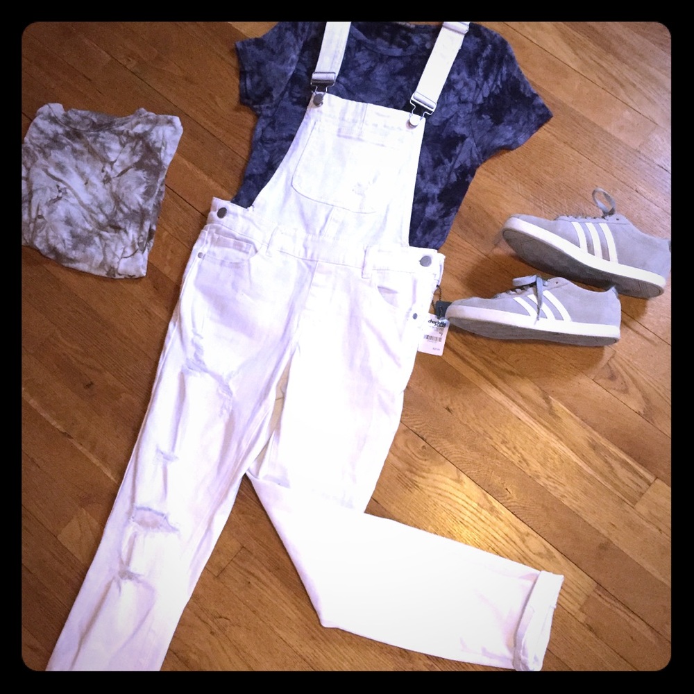 Dollhouse white denim overalls